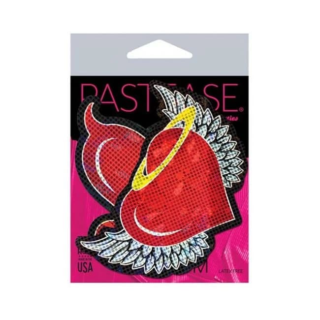 Pastease Angel & Devil Glitter Heart - Red O/s - Image 1