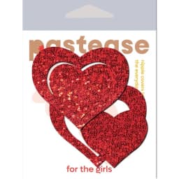 Pastease Glitter Peek a Boob Hearts Red - Image 2