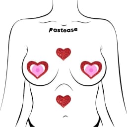 Pastease Glitter Peek a Boob Hearts Red - Image 3