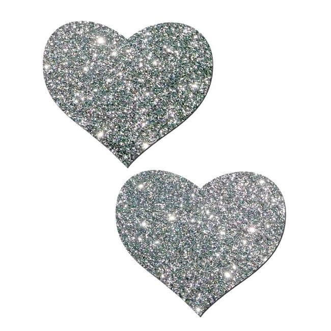 Pastease Hearts Silver Glitter - Image 1