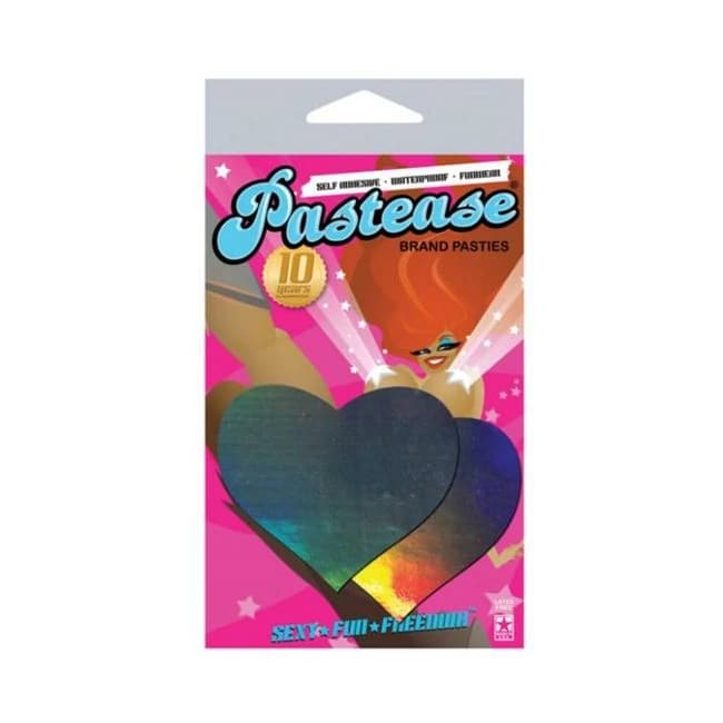 Pastease Hologram Heart Silver Pasties O/s - Image 1
