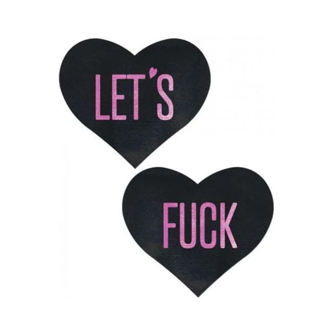 Pastease Let's F*ck Hearts Black O/s Pasties - Image 1