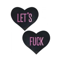 Pastease Let's F*ck Hearts Black O/S Pasties, image 1