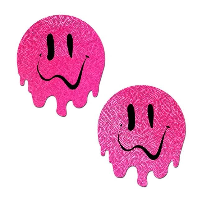 Pastease Melty Smiley Face Neon Pink Pasties - Image 1