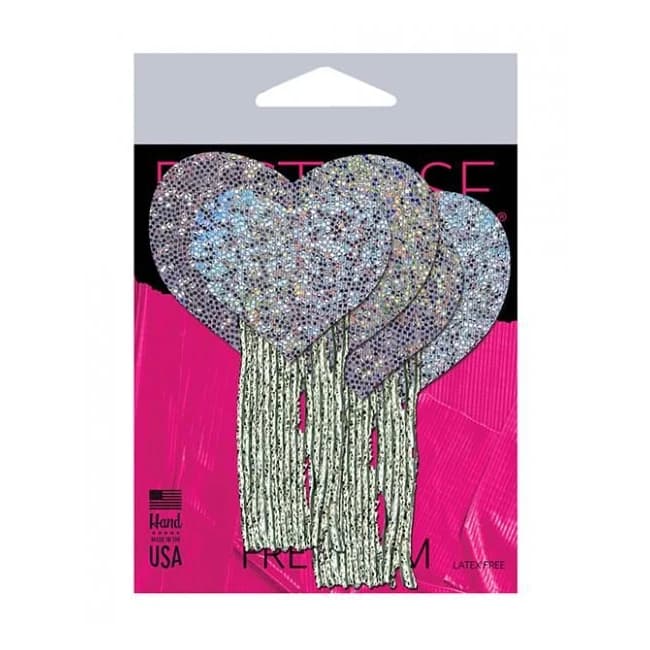 Pastease Tassel Glitter Heart - Silver O/s - Image 1