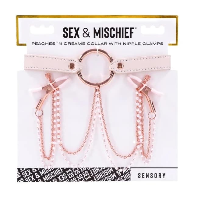 Peaches N Creame Collar W/ Nipple Clamps - Image 1