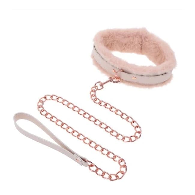 Peaches N Creame Fur Collar & Leash - Image 1