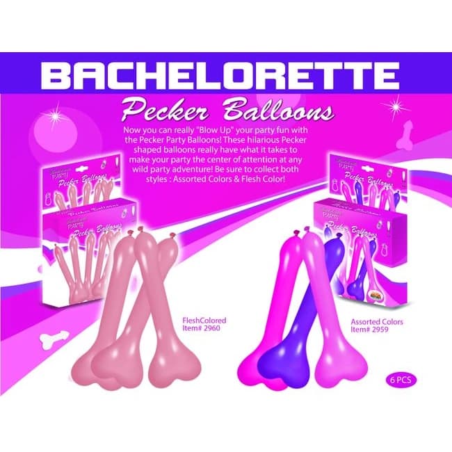 Pecker Balloons Asst 6pc Box - Image 1