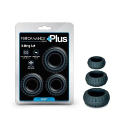 Performance Plus Drift 3 Cock Ring Set Black, image 1
