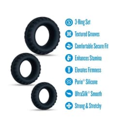 Performance Plus Drift 3 Cock Ring Set Black, image 2