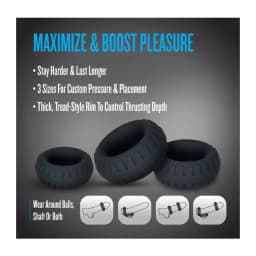 Performance Plus Drift 3 Cock Ring Set Black, image 4