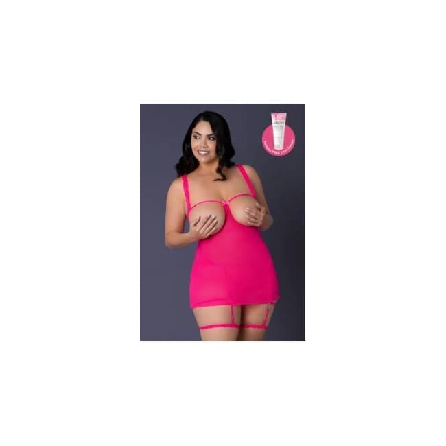 PINK KINK BABYDOLL & PANTY PINK GLOW 2XL  - Image 1