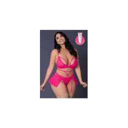 Pink Kink Bralette Panty Skirt Pink Glow, image 1