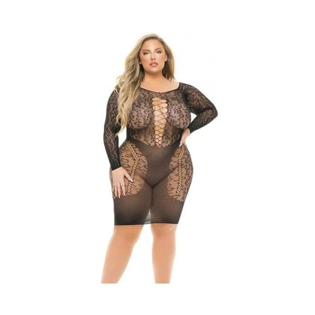 Pink Lipstick Animal Inside Chemise Black Qn - Image 1