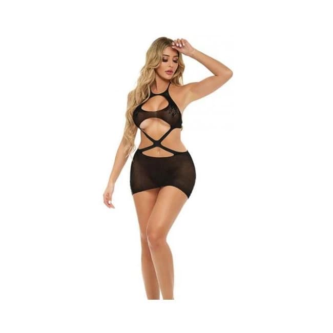 Pink Lipstick Cashed Out Mesh Dress Black O/s - Image 1