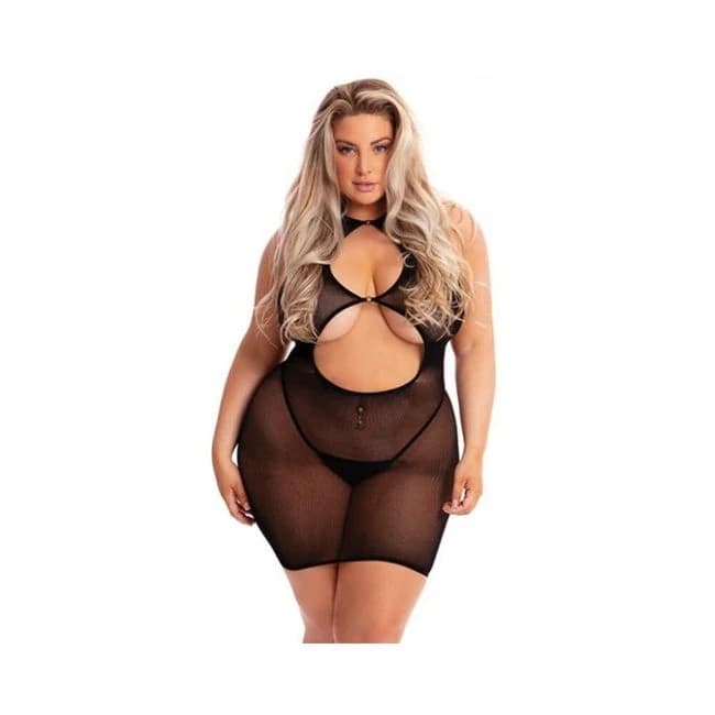 Pink Lipstick Follow Me Mini Dress Black Oq - Image 1