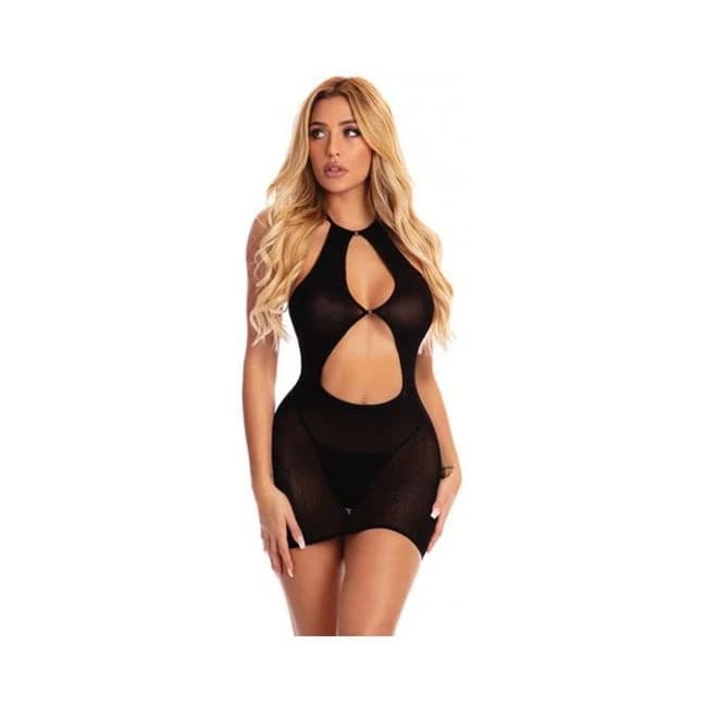 Pink Lipstick Follow Me Mini Dress Black O/s - Image 1