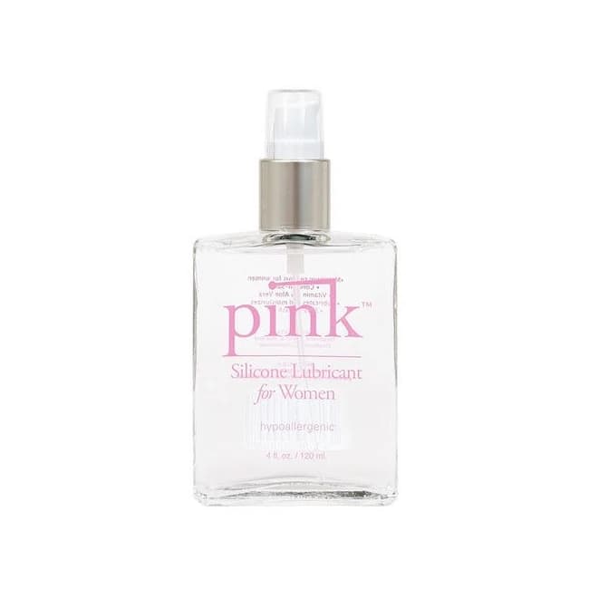 Pink Silicone Lube 4 Oz Glass Bottle - Image 1