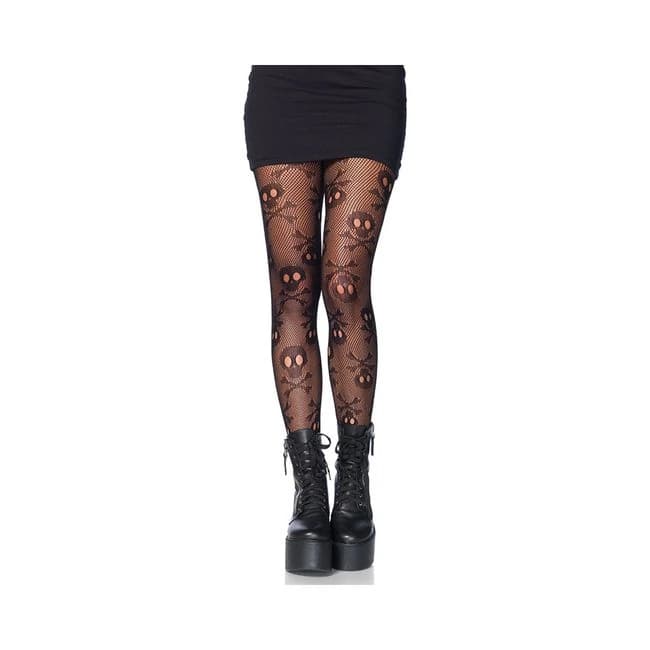 Pirate Booty Skull Net Pantyhose O/s Black - Image 1