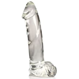 Pleasure Crystals 7.1 in Glass Dildo W/ Balls, image 2