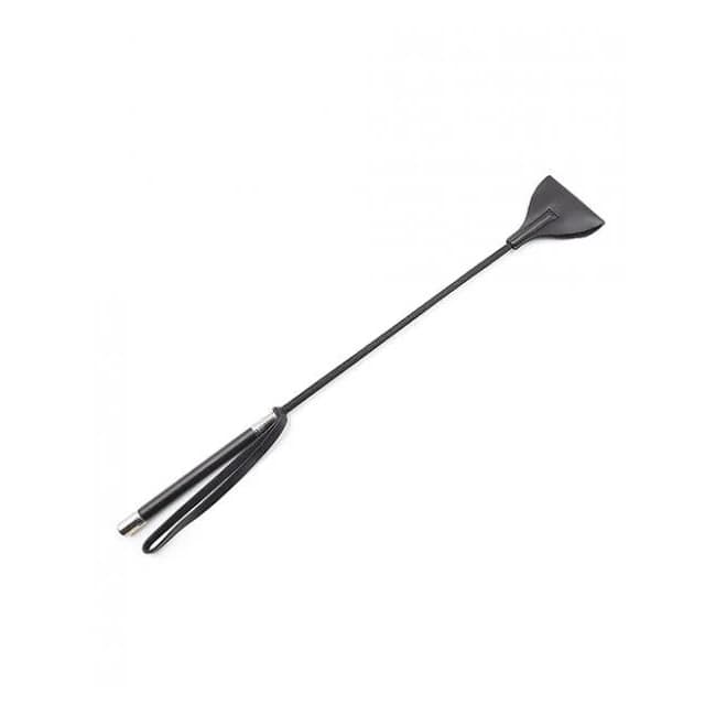 Plesur 21" Wide Tip Leather Crop - Black - Image 1
