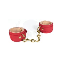 Plush Lined Red Pu Wrist Cuffs, image 1