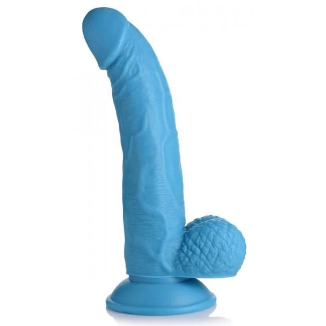 POP 7.5IN DILDO W/ BALLS BLUE  - Image 1