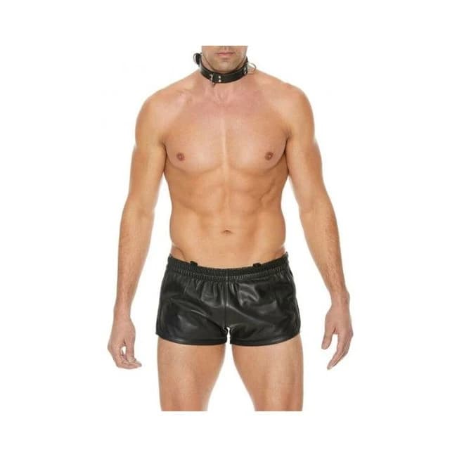Premium Leather Bondage Collar - Black - Image 1
