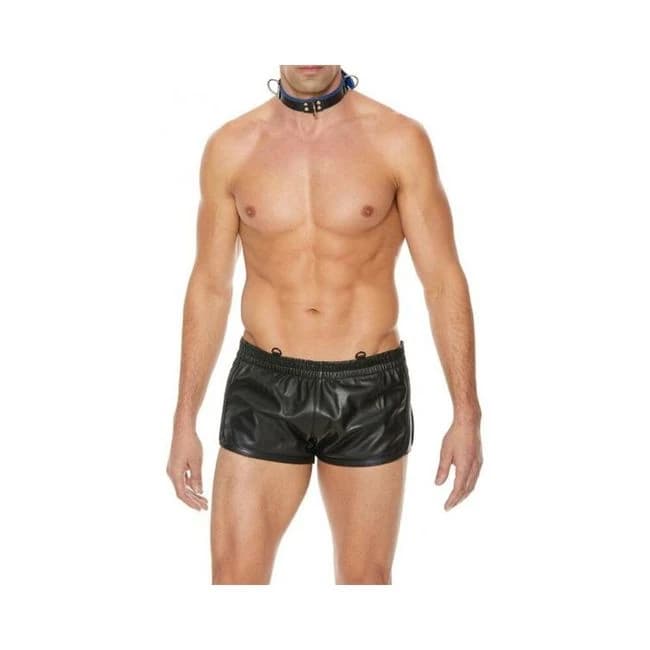 Premium Leather Bondage Collar - Black/blue - Image 1