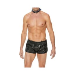 Premium Leather Bondage Collar - Black/blue, image 1