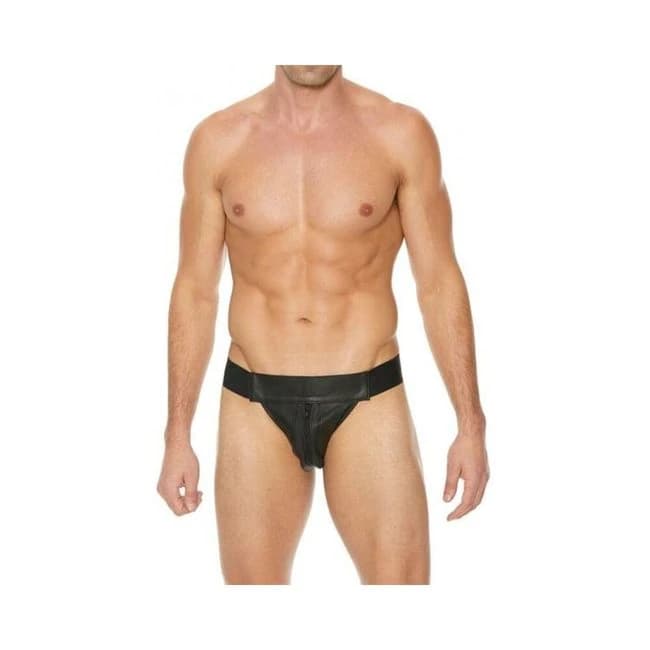 Premium Leather Zipper Front Jock L/xl Black - Image 1