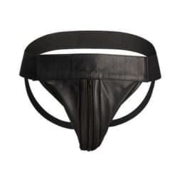 Premium Leather Zipper Front Jock L/XL Black, image 2