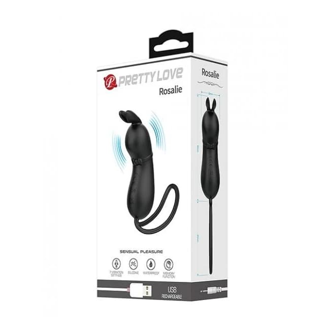 Pretty Love Rosalie Tethered Clit Stim - Black - Image 1