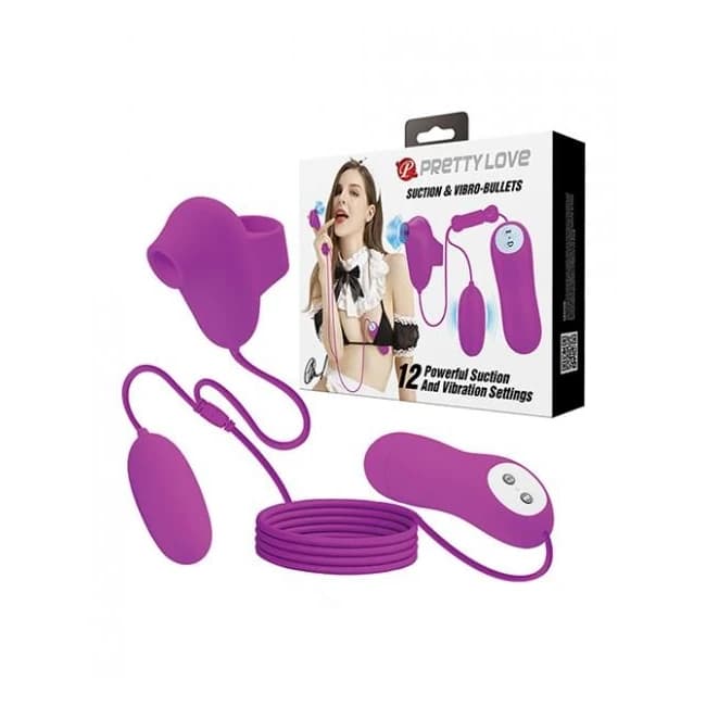 Pretty Love Suction & Vibro Bullets - Fuchsia - Image 1
