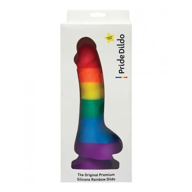 Pride Dildo with Balls Silicone Rainbow - Image 1