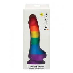 Pride Dildo with Balls Silicone Rainbow, image 1