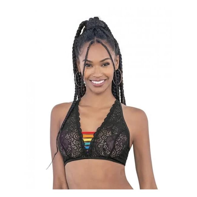 Pride Lace Rainbow Strappy Top Black O/s - Image 1