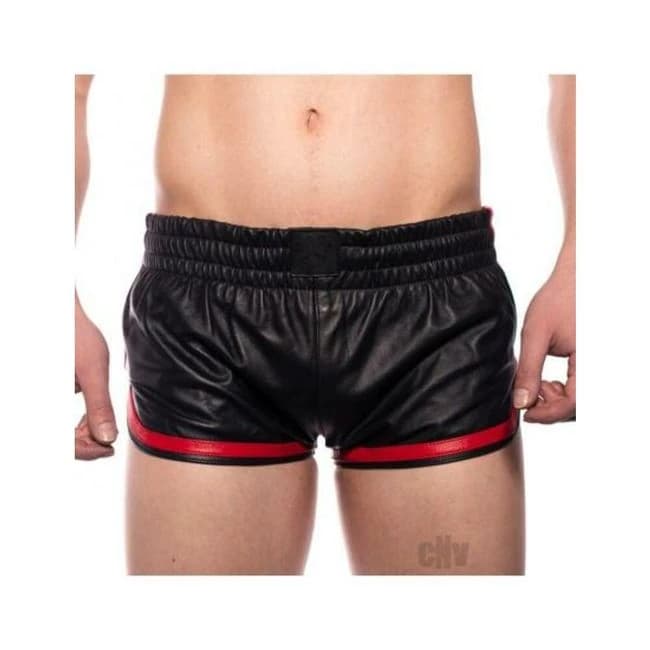 Prowler Red Leather Sport Shorts Red - Image 1