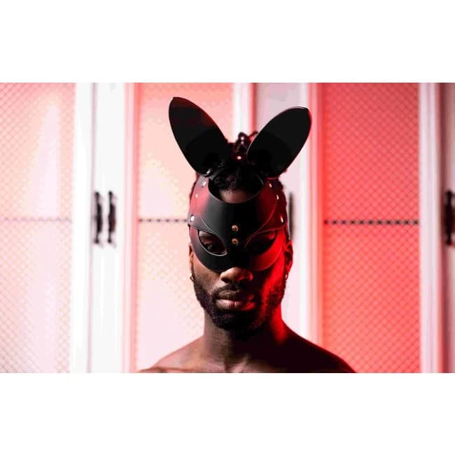 Pu Leather Bunny Mask Black Os - Image 1