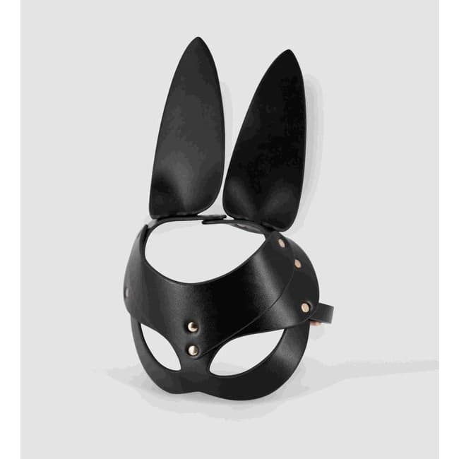 Pu Leather Bunny Mask Black Os - Image 3