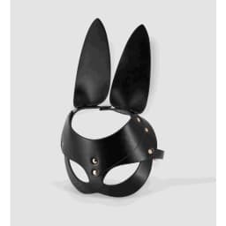 Pu Leather Bunny Mask Black Os, image 3