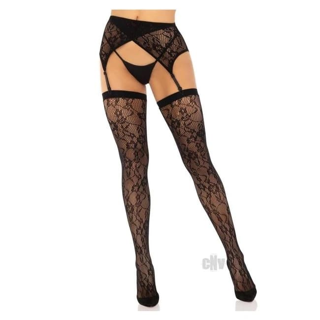 Rachel Thigh High Cross Garter Os Blk - Image 1
