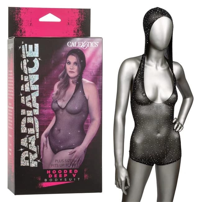Radiance Plus Size Hooded Deep V Body Suit - Image 1