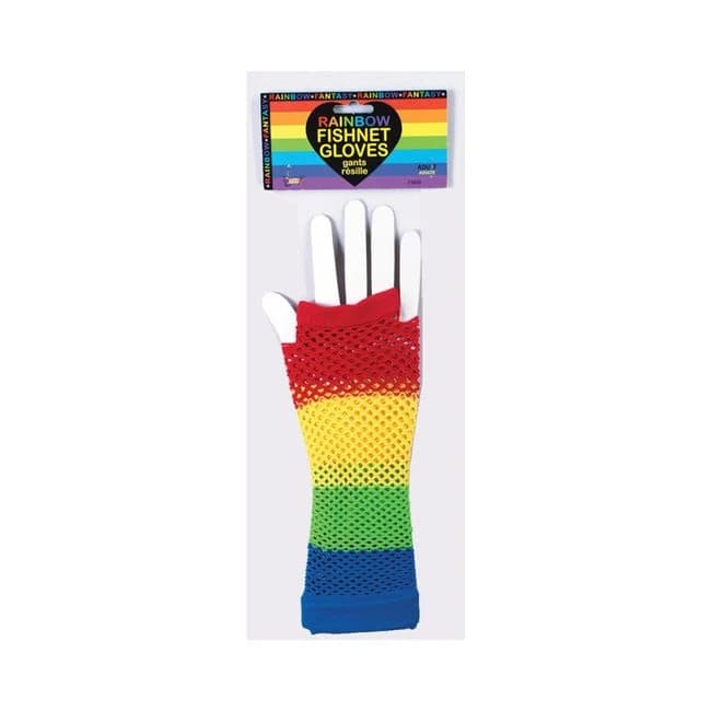 Rainbow Fishnet Gloves O/s - Image 1