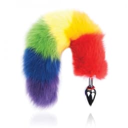Rainbow Foxy Tail w/ Stainless Steel Butt Plug, image 3