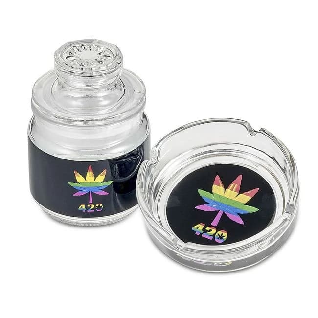 Rainbow Leaf Ashtray & Stash Jar Set - Image 1