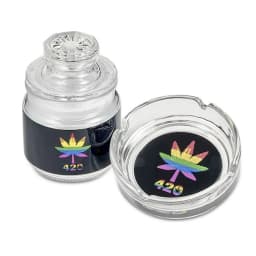 Rainbow Leaf Ashtray & Stash Jar Set - Image 1