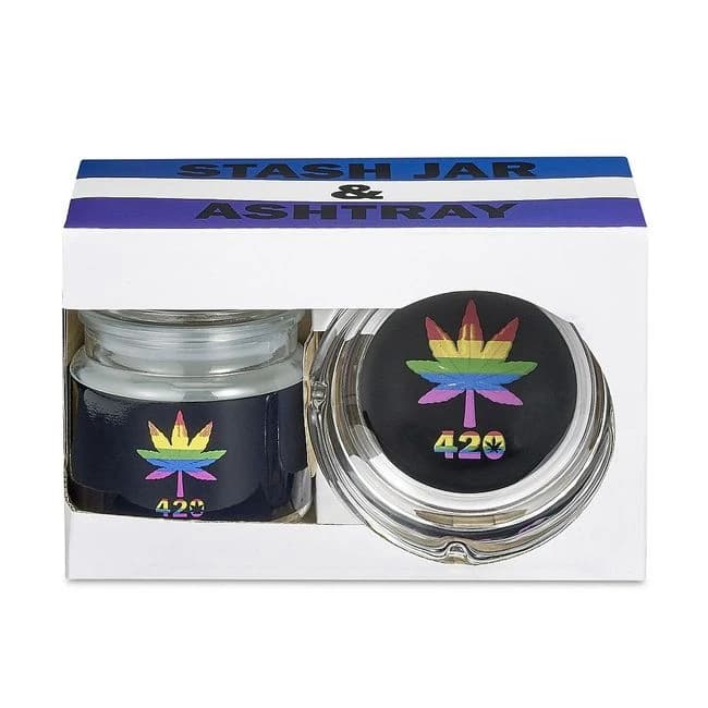 Rainbow Leaf Ashtray & Stash Jar Set - Image 2