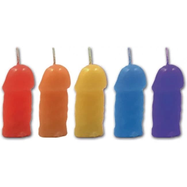 Rainbow Pecker Party Candles 5pk - Image 1