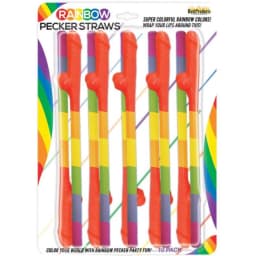 Rainbow Pecker Straws 10pk - Image 1